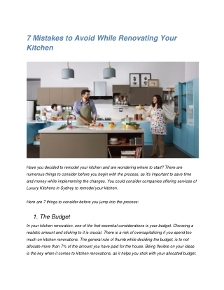 7 Mistakes to Avoid While Renovating Your Kitchen