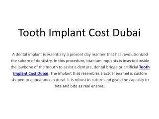 Tooth Implant Cost Dubai