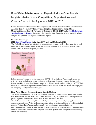 Rose Water Market Analysis Report