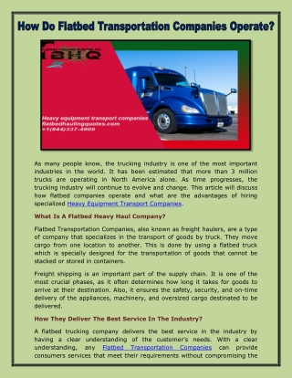 Heavy equipment transport companies