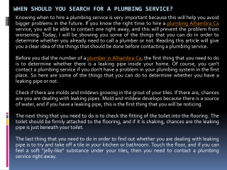Search for a Plumbing Service