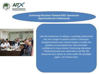 Continuing Education Thailand 2022 Spectacular Opportunities for Professionals