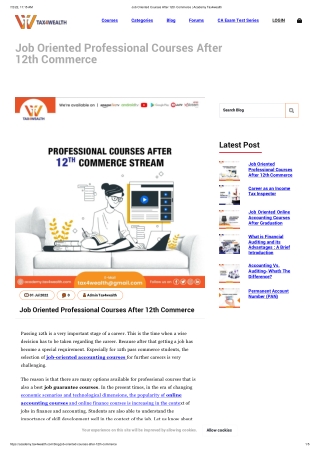 Know About Job Oriented  Courses After 12th Commerce | Academy Tax4wealth