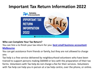 Important Tax Return Information 2022