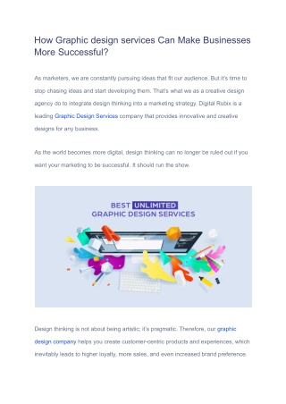 How Graphic design services Can Make Businesses More Successful