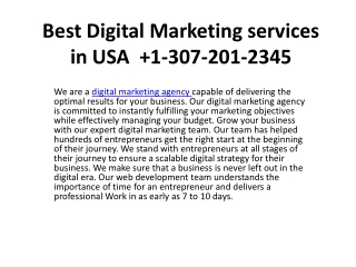 Best Digital Marketing services in USA   1-307-201-2345