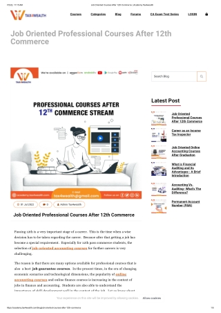 Know About Job Oriented  Courses After 12th Commerce | Academy Tax4wealth