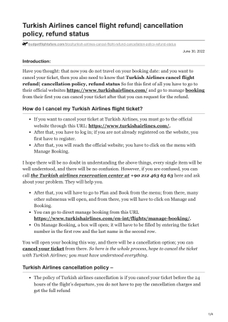 Turkish Airlines cancellation policy