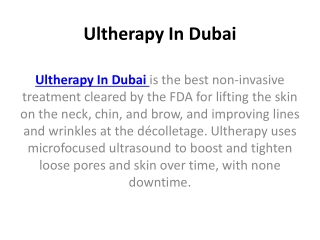 Ultherapy In Dubai 2