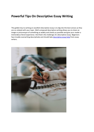 Powerful Tips On Descriptive Essay Writing