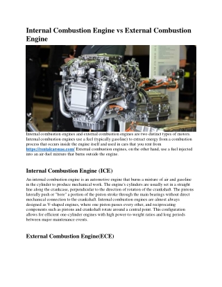 Internal Combustion Engine vs External Combustion Engine
