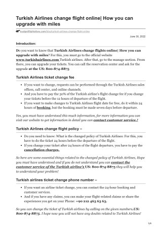 Turkish Airlines flight change policy