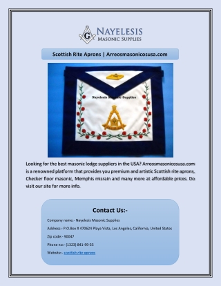 Scottish Rite Aprons | Arreosmasonicosusa.com
