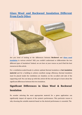 Glass Wool And Rockwool Insulation Are Different From Each Other - Refmon