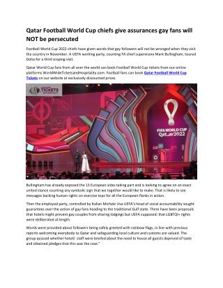 Qatar Football World Cup chiefs give assurances gay fans will NOT be persecuted