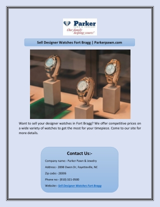 Sell Designer Watches Fort Bragg | Parkerpawn.com