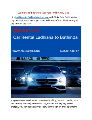 Ludhiana to Bathinda Taxi Fare  with Chiku Cab
