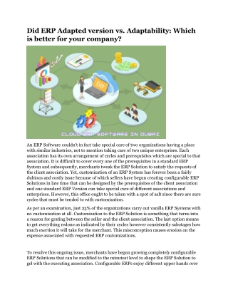 Did ERP Adapted version vs. Adaptability Which is better for your company