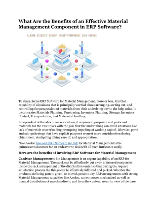 What Are the Benefits of an Effective Material Management Component in ERP Software