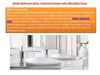 Kohler Bathroom Sinks: Unlimited Choices with Affordable Prices
