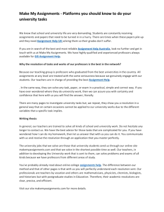 Make My Assignments - Platforms you should know to do your university tasks