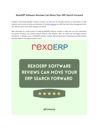 RexoERP Software Reviews Can Move Your ERP Search Forward