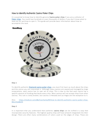 How to Identify Authentic Casino Poker Chips