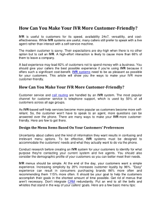 How Can You Make Your IVR More Customer-Friendly