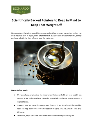 Scientifically Backed Pointers to Keep In Mind to Keep That Weight Off