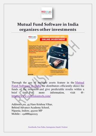 Mutual Fund Software in India organizes other investments