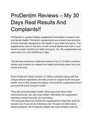 ProDentim Reviews – My 30 Days Real Results And Complaints!!