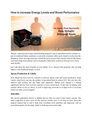 How to increase Energy Levels and Boost Performance
