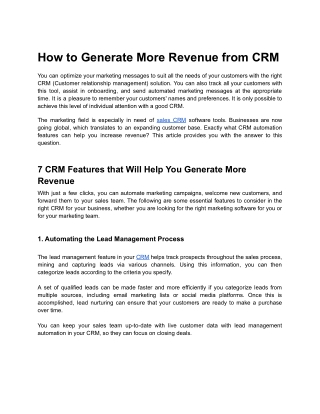 How to Generate More Revenue from CRM_