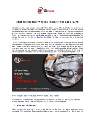 What are the Best Ways to Protect Your Car's Paint?