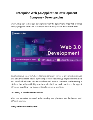 Enterprise Web 3.0 Application Development Company - Developcoins