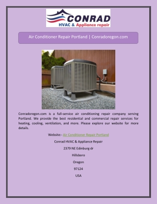 Air Conditioner Repair Portland | Conradoregon.com