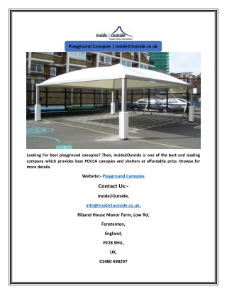 Playground Canopies | Inside2Outside.co.uk