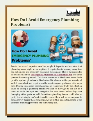 How Do I Avoid Emergency Plumbing Problems