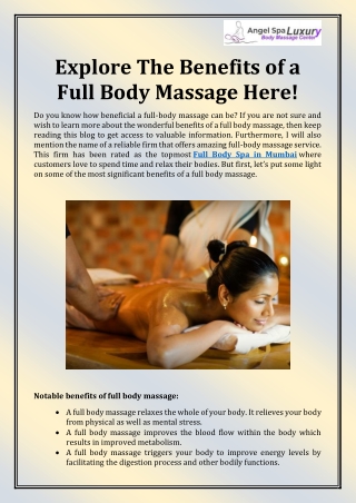 Full Body Spa in Mumbai