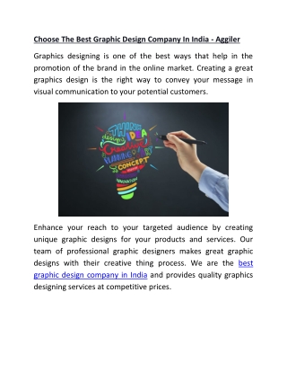 Choose The Best Graphic Design Company In India
