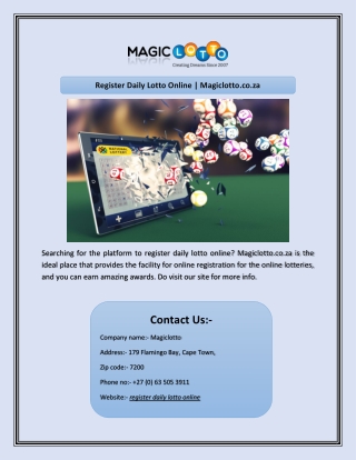 Register Daily Lotto Online | Magiclotto.co.za