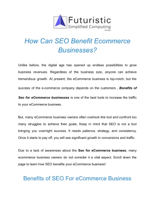 Benefits of  Seo for eCommerce businesses