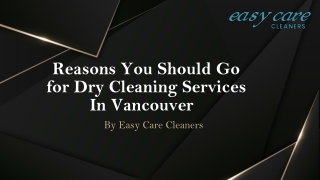 Reasons You Should Go for Dry Cleaning Services
