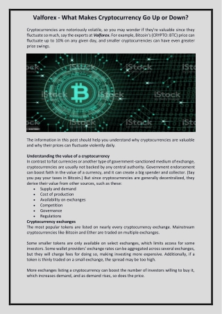 Valforex — What Makes Cryptocurrency Go Up or Down?