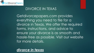 Divorce in Texas  Getdivorcepapers.com