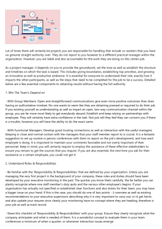 Getting Results Without Authority for Job Managers