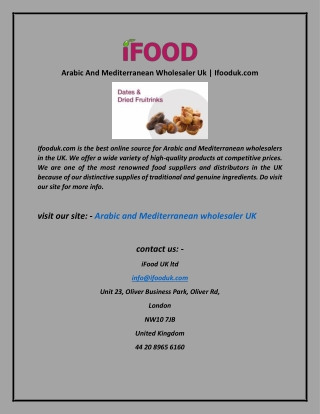Arabic And Mediterranean Wholesaler Uk