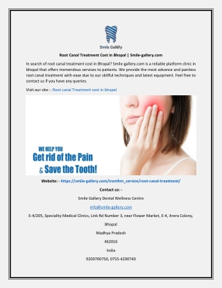 Root Canal Treatment Cost In Bhopal  Smile-gallery