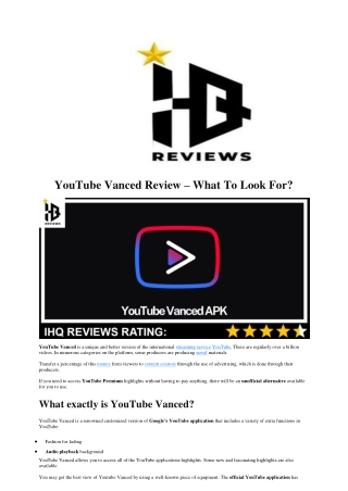 YouTube Vanced Review – What To Look For?