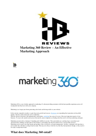 Marketing 360 Review – An Effective Marketing Approach
